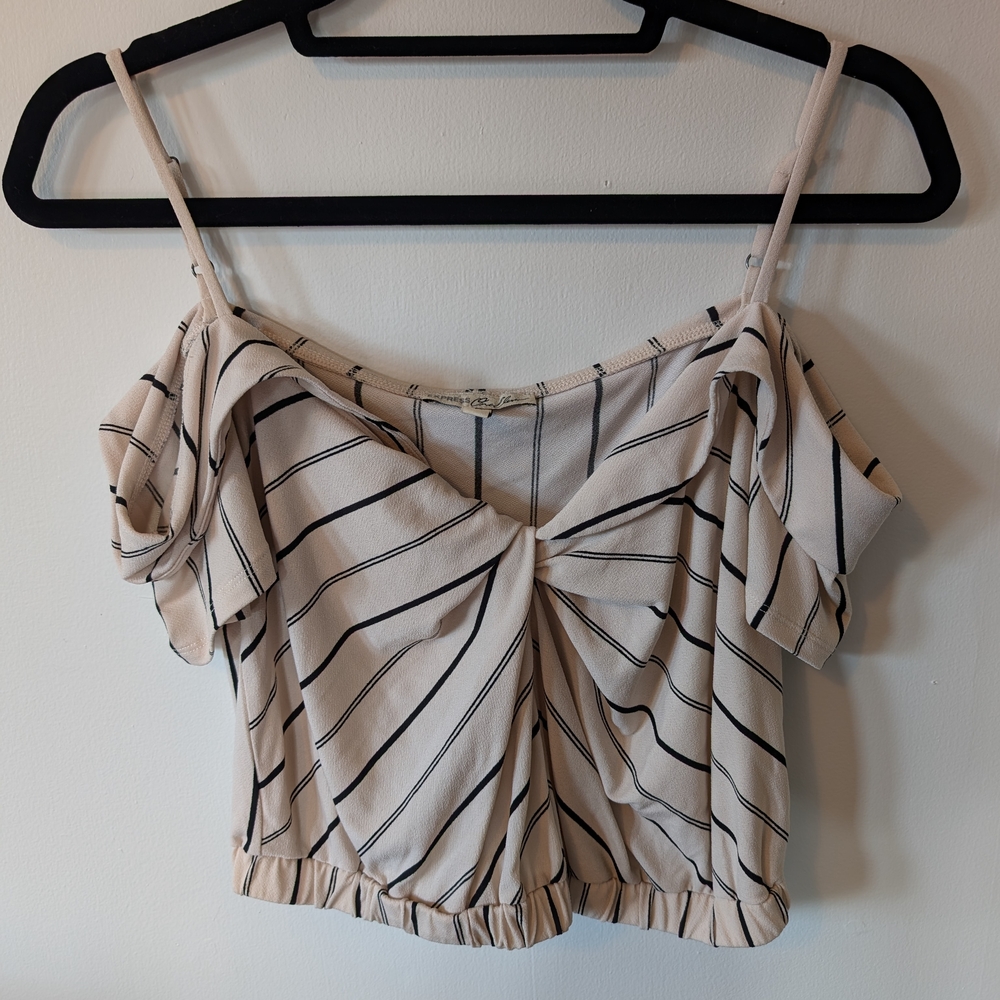 2010s Striped Off-Shoulder Women's Crop Top